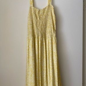 yellow floral smocked tank top maxi dress. good condition. worn once
